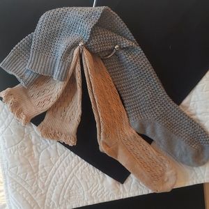 • Elegant Boot Socks Gray and Tan Women's Hosiery Set Of 2, Fall/Winter